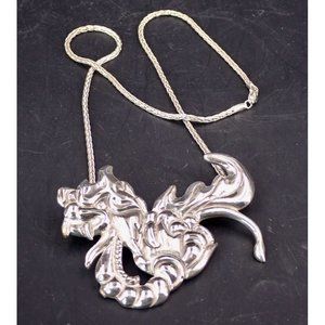 Vintage Lou Castillo Large Sterling Dragon Pendant Hard to Locate Piece
